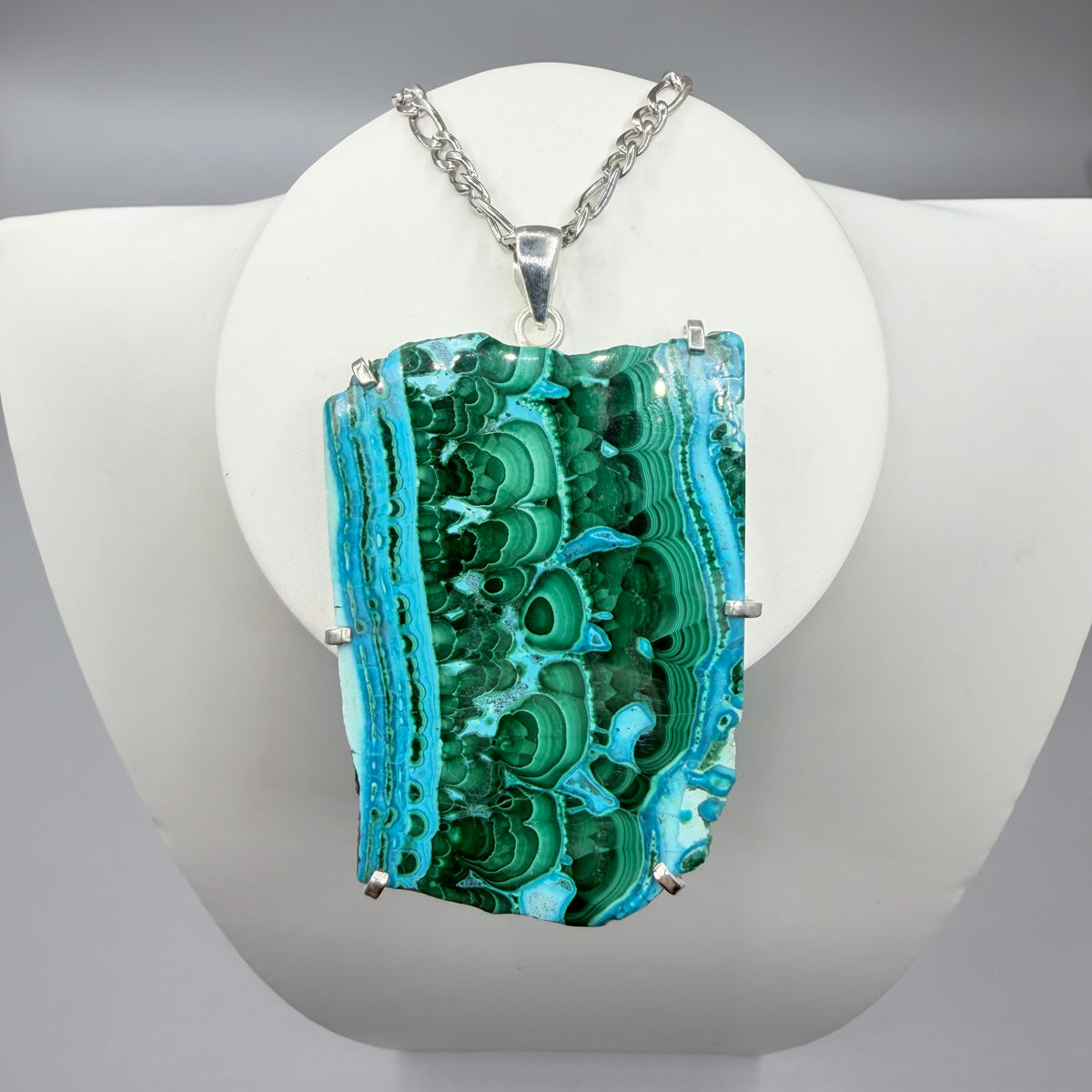 Ciondolo Malachite e Crisocolla Argento 925 - grande