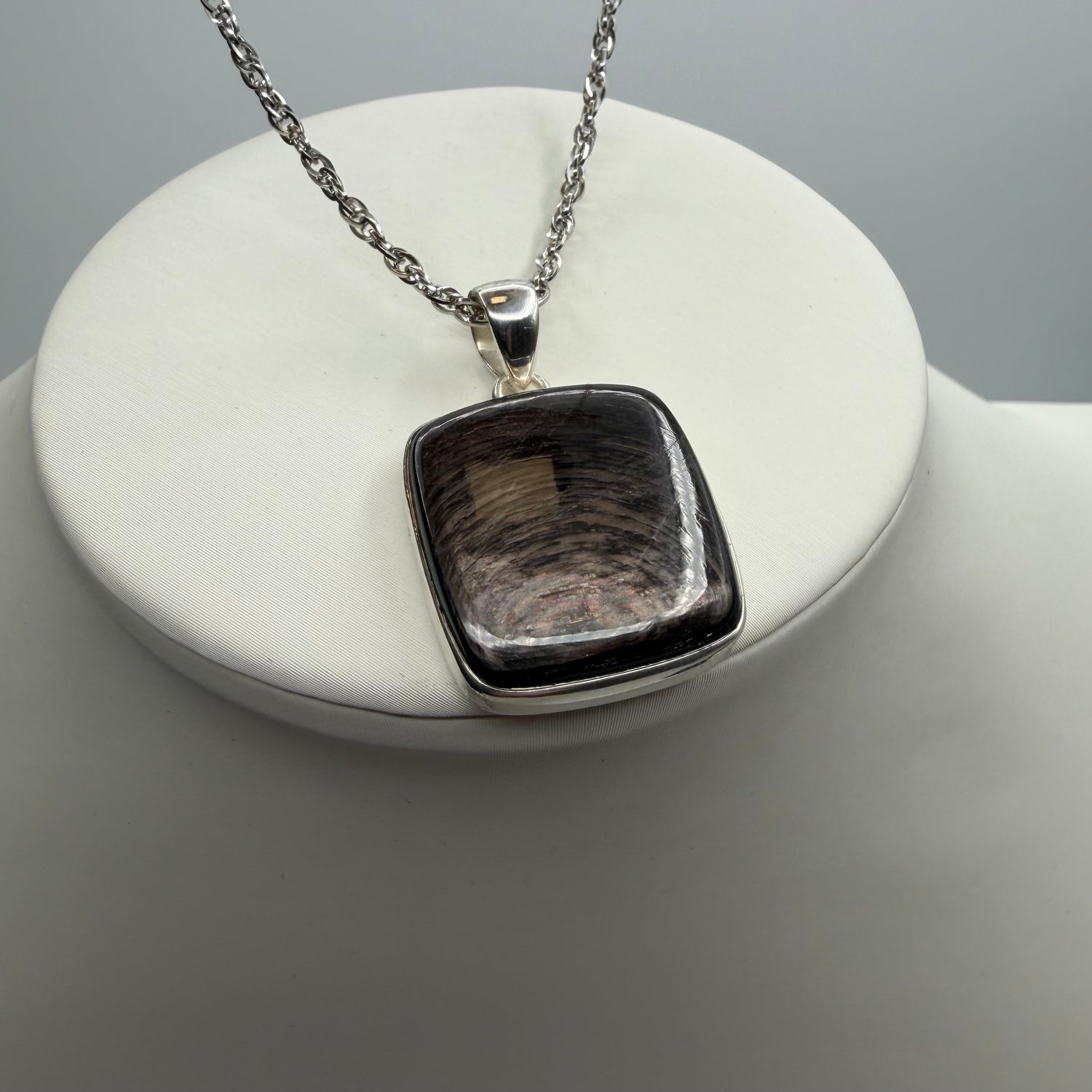 Ciondolo Iperstene Argento 925 - Rettangolare