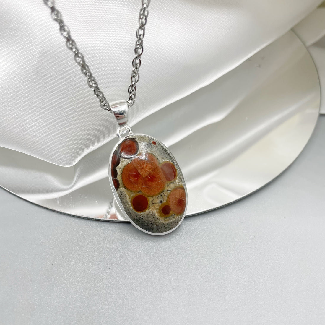 Ciondolo Ossidiana Peanut Ovale - Argento 925