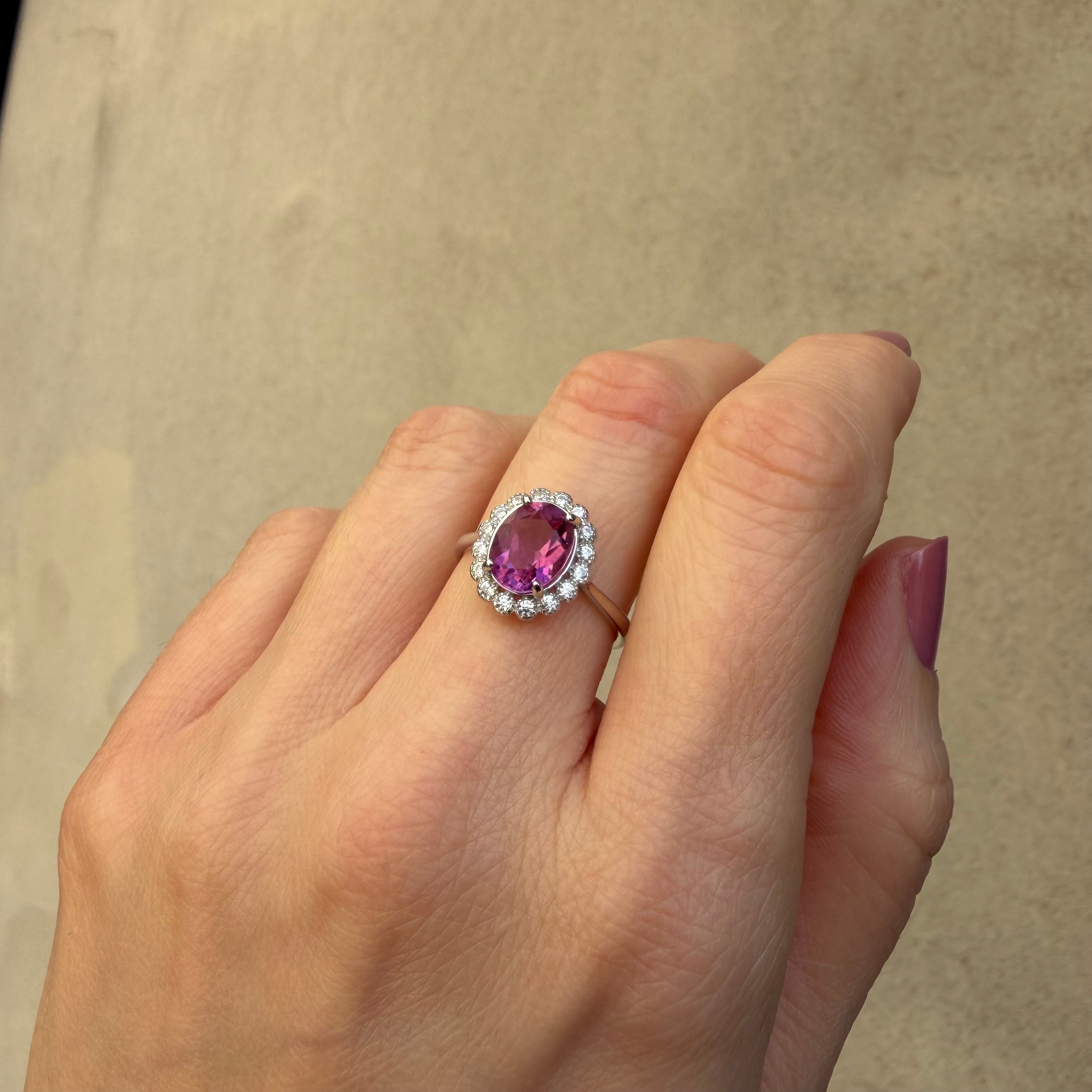 Anello Fluorite Rosa - Argento 925 - Ovale