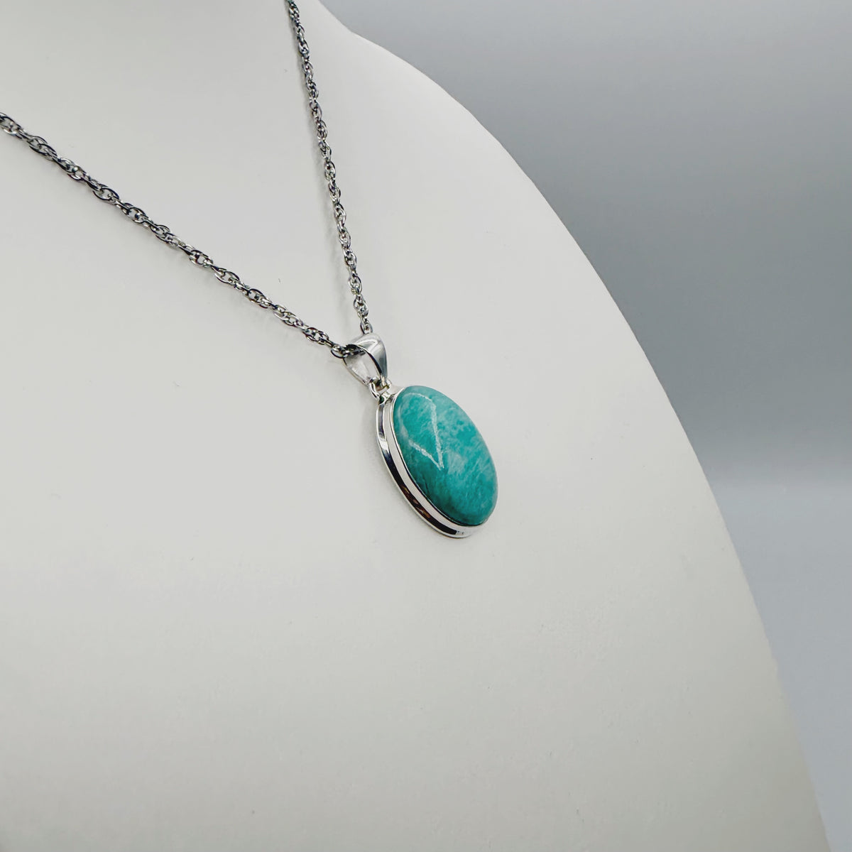 Ciondolo Amazzonite e Argento 925 - Ovale