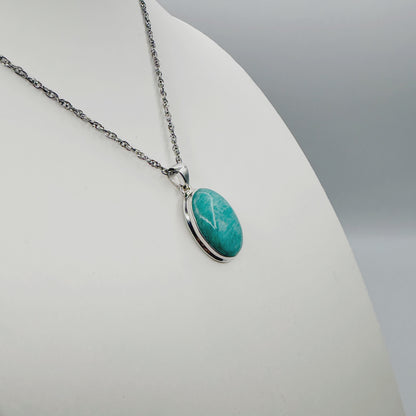 Ciondolo Amazzonite e Argento 925 - Ovale