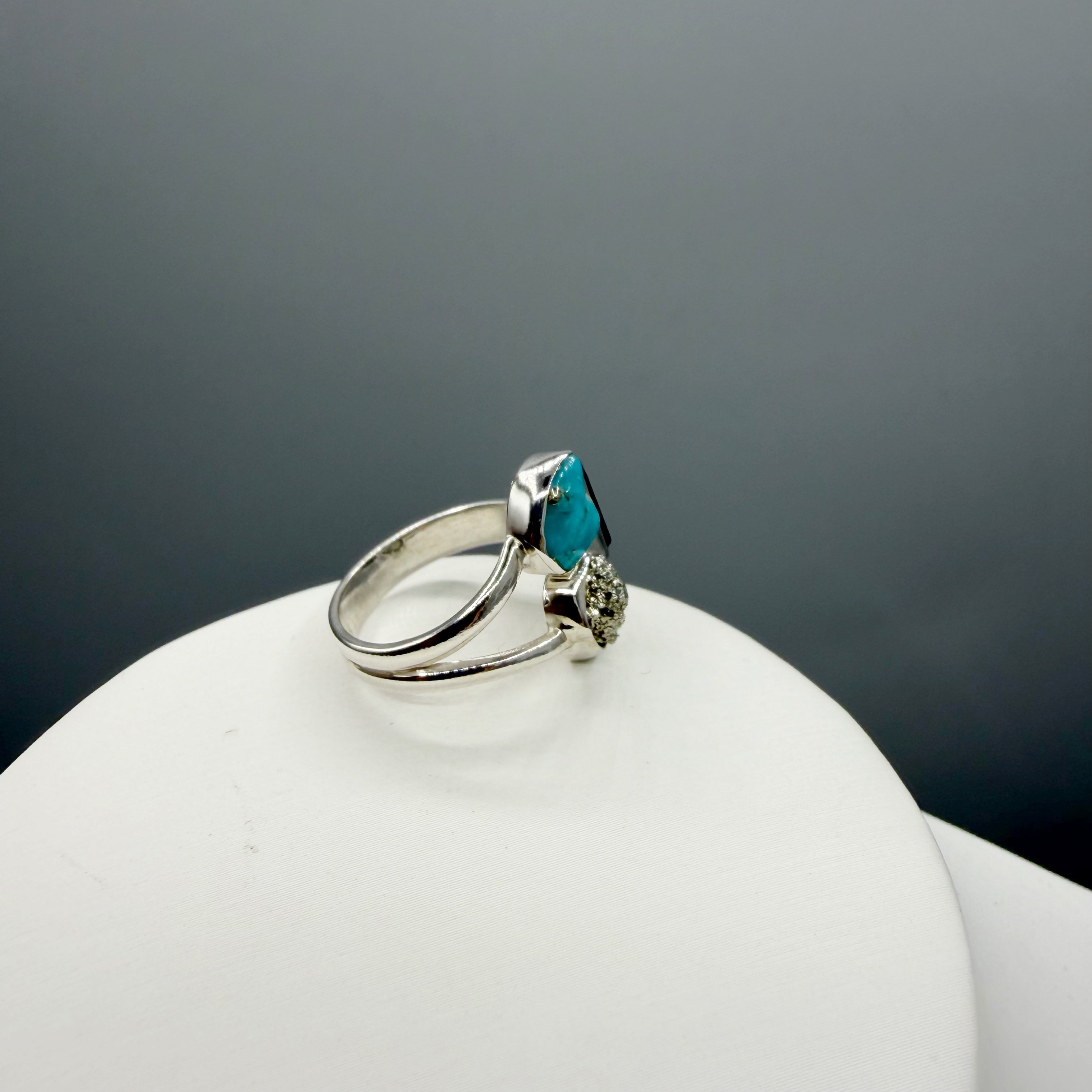 Anello Pirite, Turchese, Tormalina - Argento 925