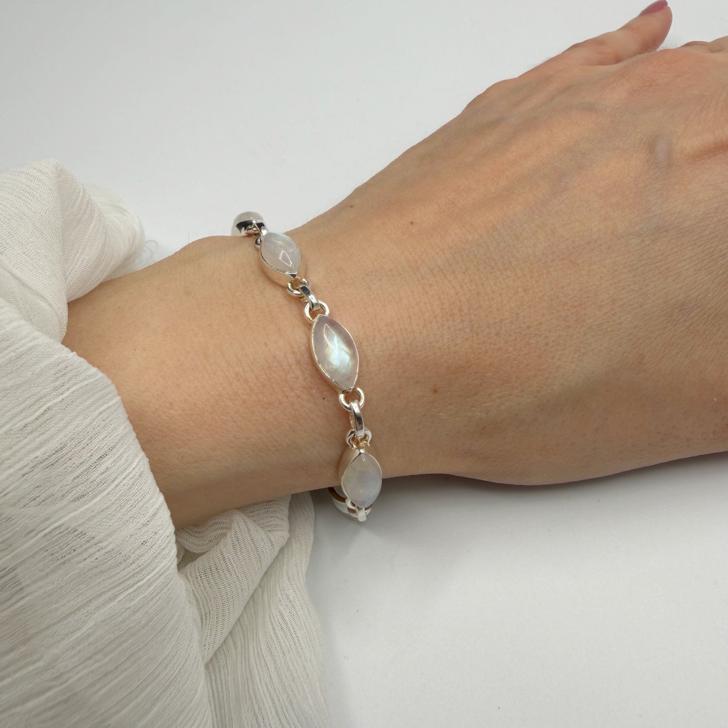 Bracciale Labradorite Bianca e Argento 925