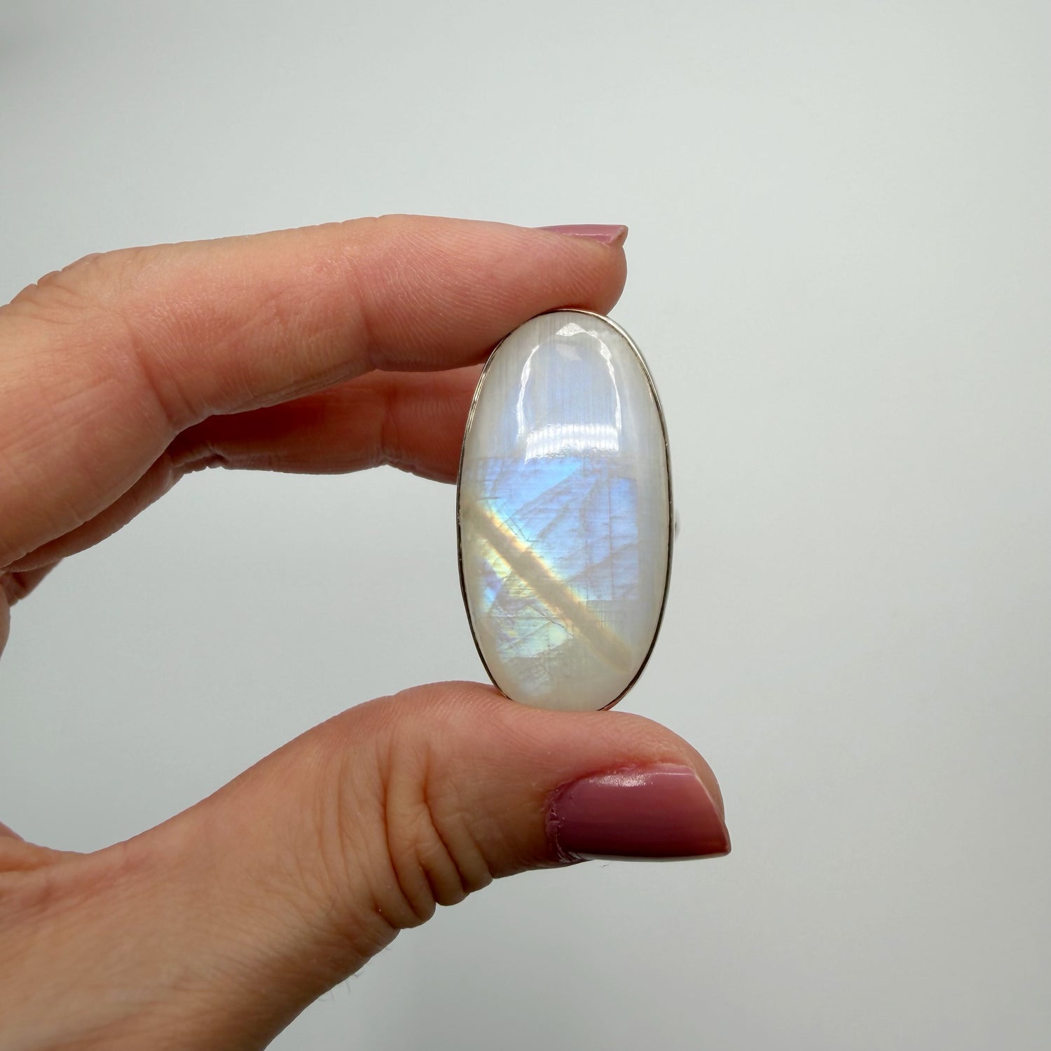 Anello Labradorite Bianca ovale - Argento 925