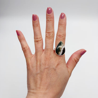 Anello Diaspro Oceano Argento 925 - a  Goccia