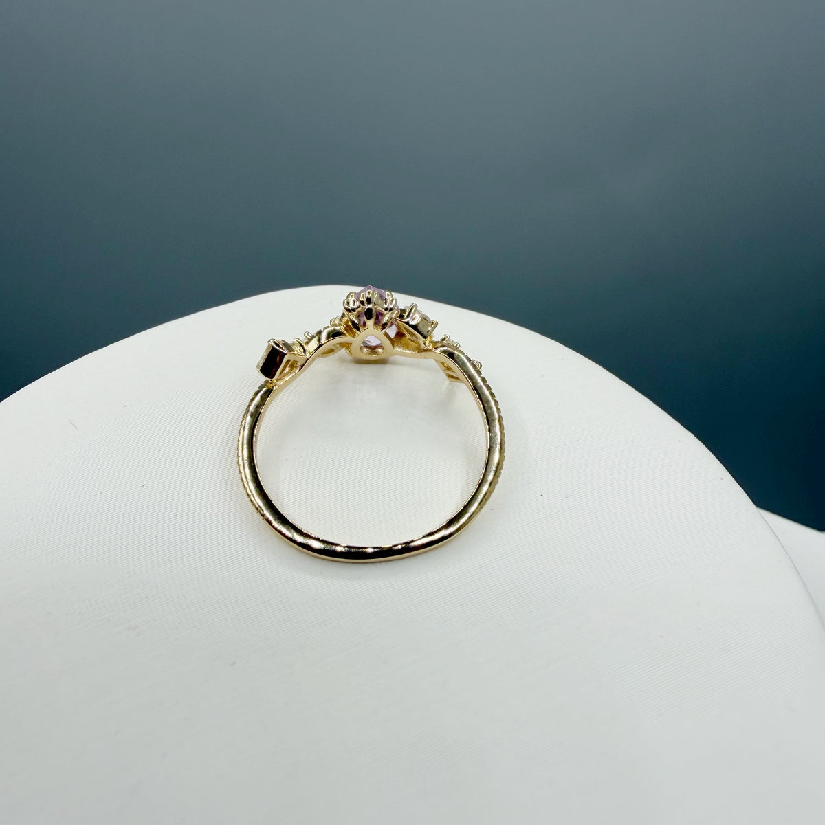 Anello Ametista a Goccia | Argento 925 placcato oro 14k - NON REGOLABILE