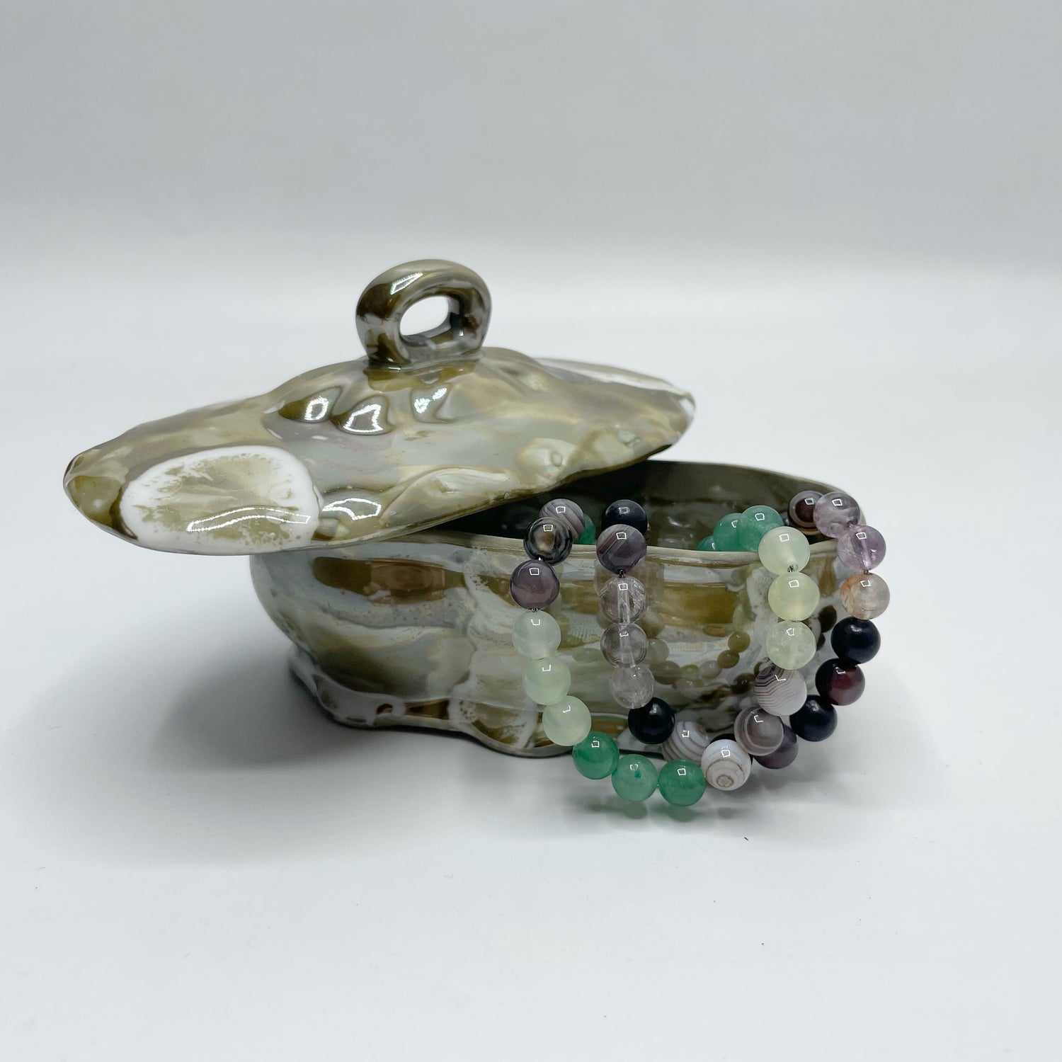 Portagioie Piccolo, porcellana dipinta a mano - Verde