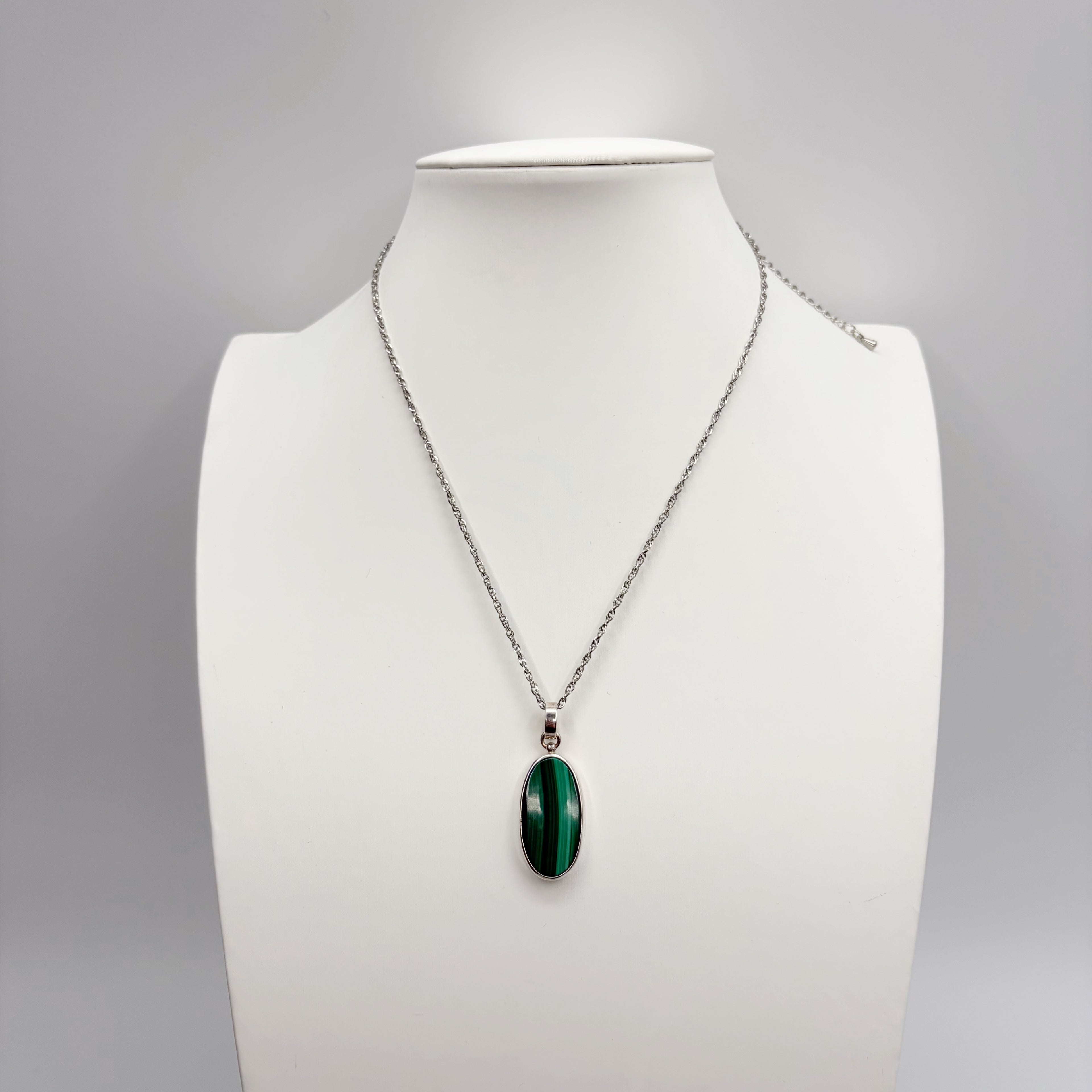 Ciondolo Malachite Ovale - Argento 925