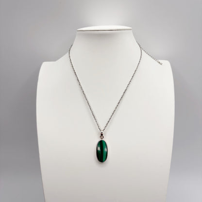 Ciondolo Malachite Ovale - Argento 925