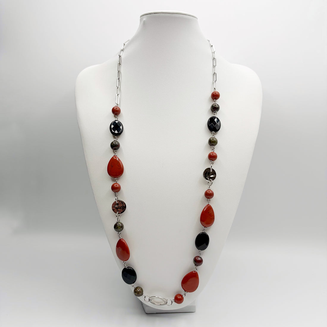 Collana Lunga Diaspro e Onice