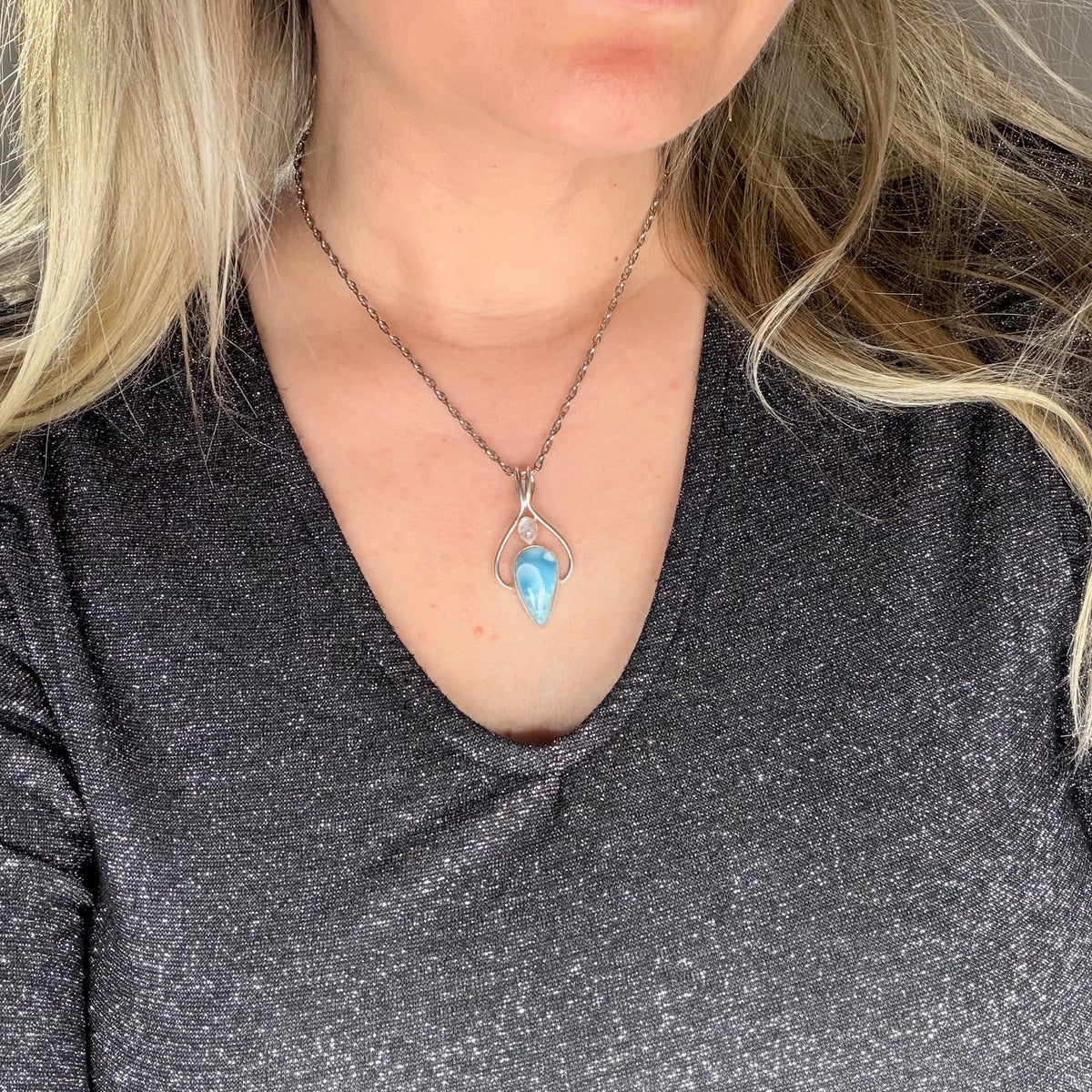 Ciondolo Larimar e Labradorite Bianca | Argento 925