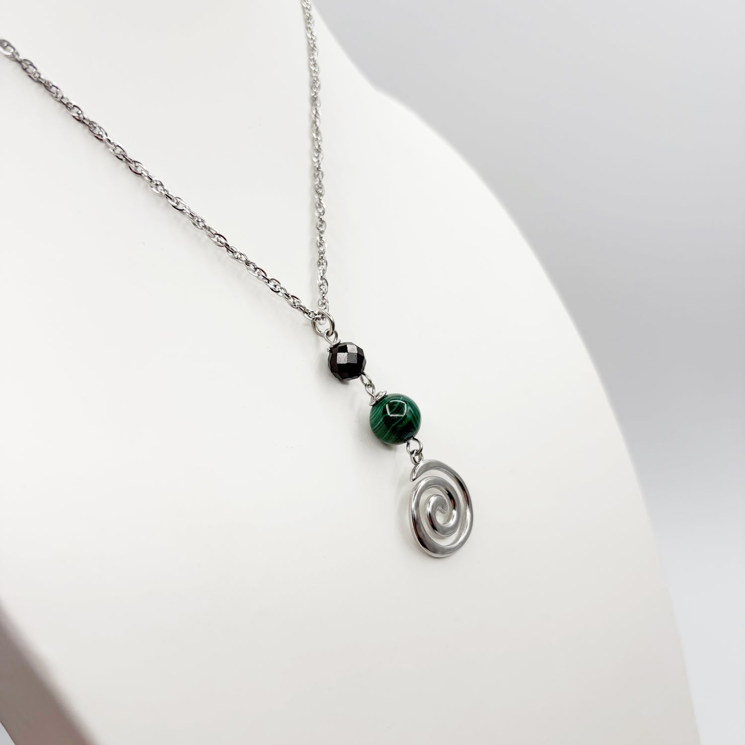 Collana Armonia e Protezione - Tormalina e Malachite - SILVER