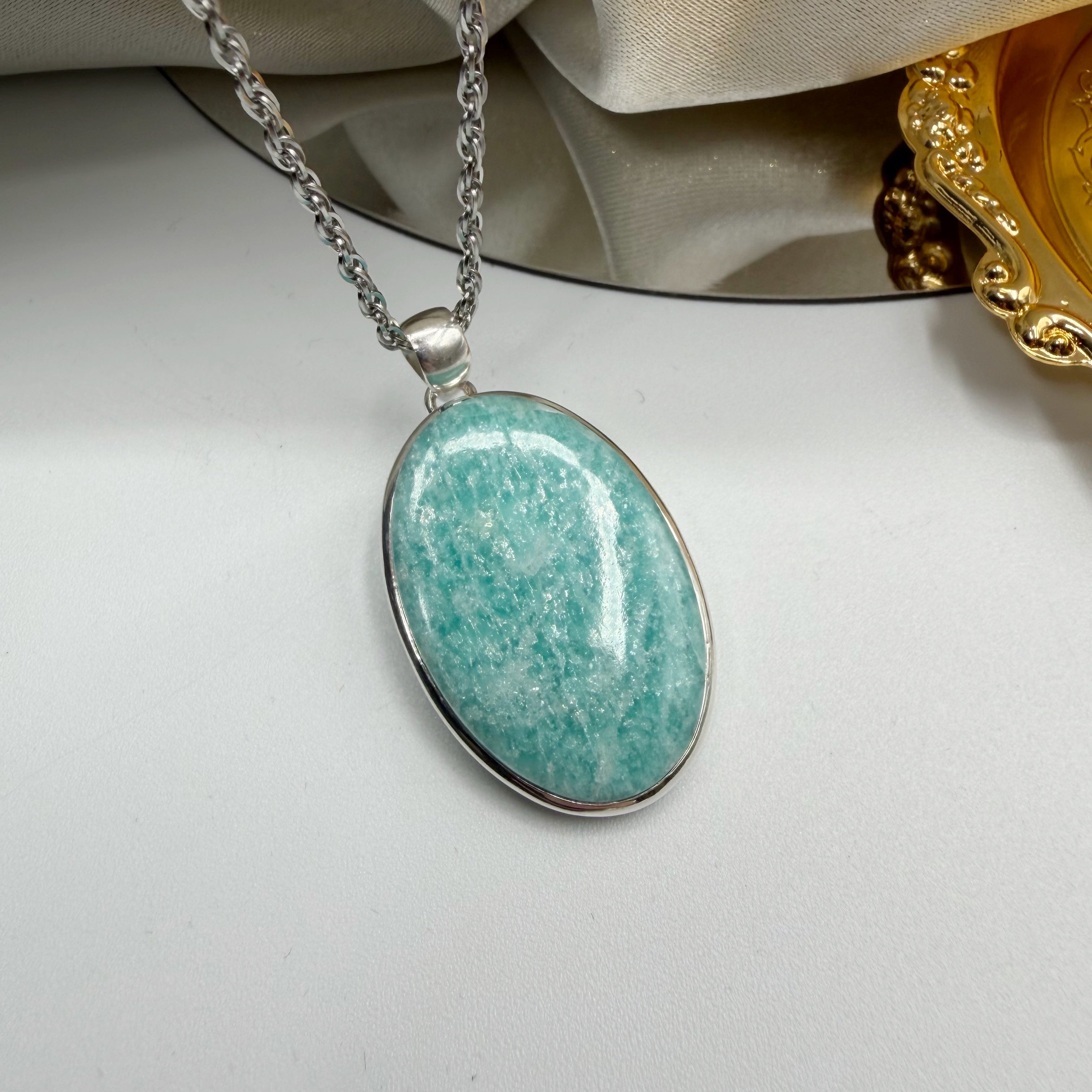 Ciondolo Amazzonite e Argento 925 - Ovale