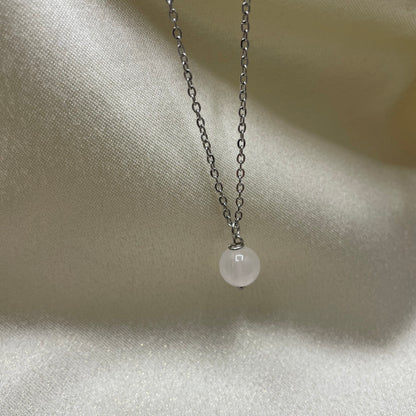 Collana lunga Quarzo Rosa - acciaio