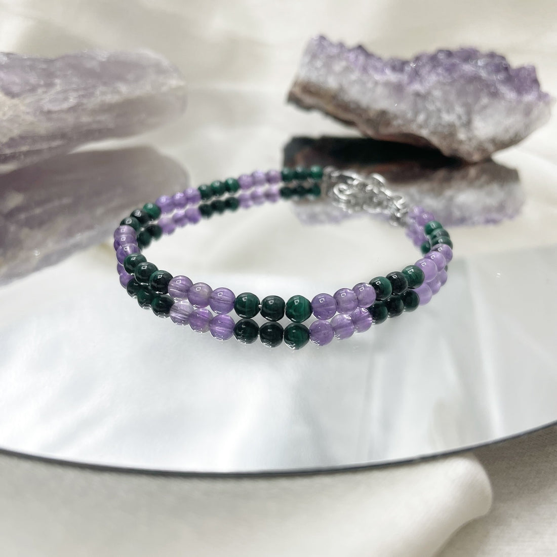Braccialetto Malachite e Ametista