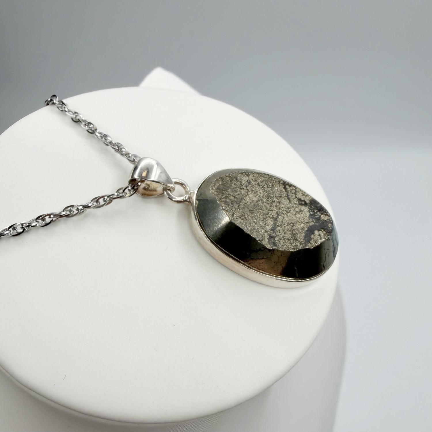 Ciondolo Pirite Grezza - Argento 925 - Ovale