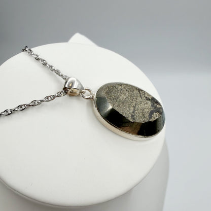 Ciondolo Pirite Grezza - Argento 925 - Ovale