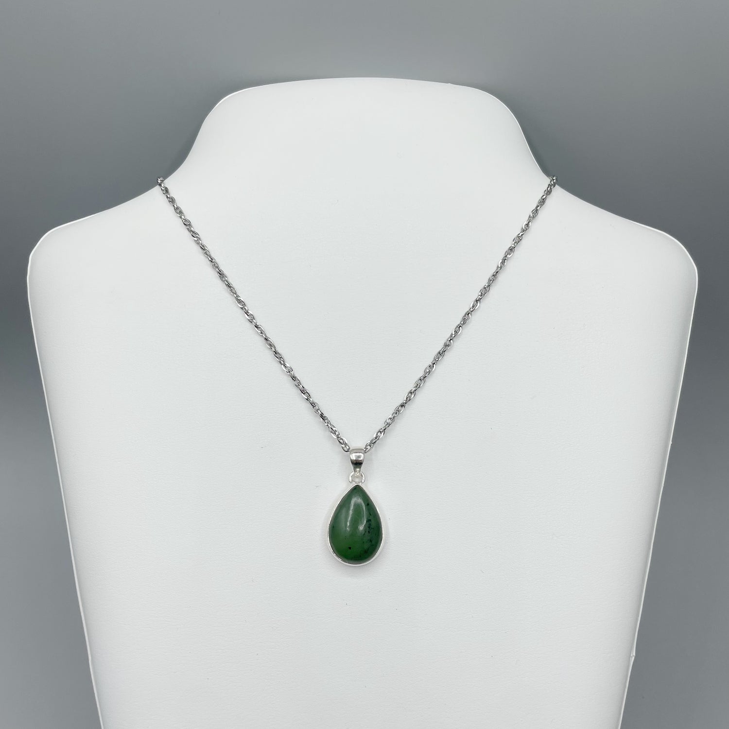 Ciondolo Giada Nefrite a Goccia - Argento 925