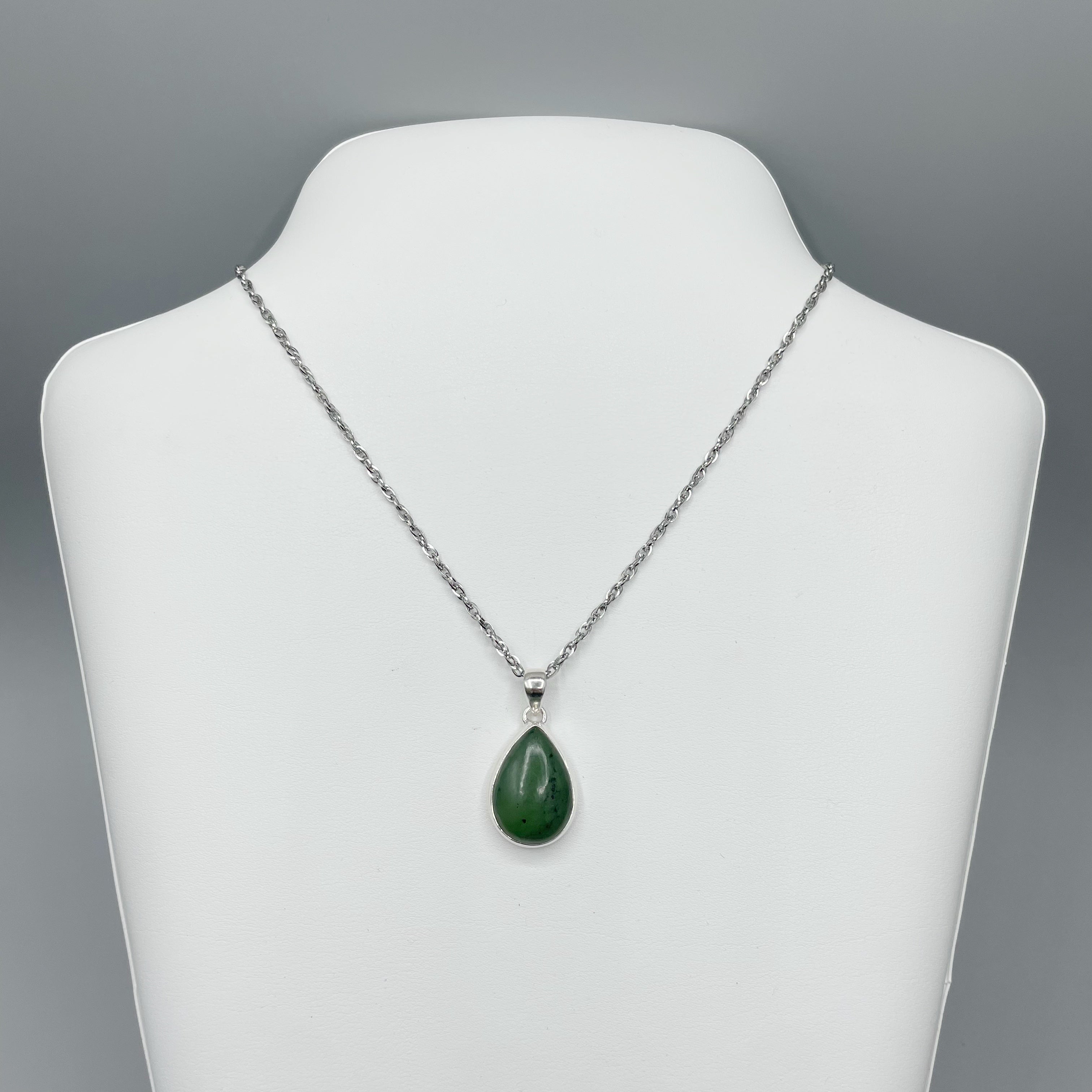 Ciondolo Giada Nefrite a Goccia - Argento 925