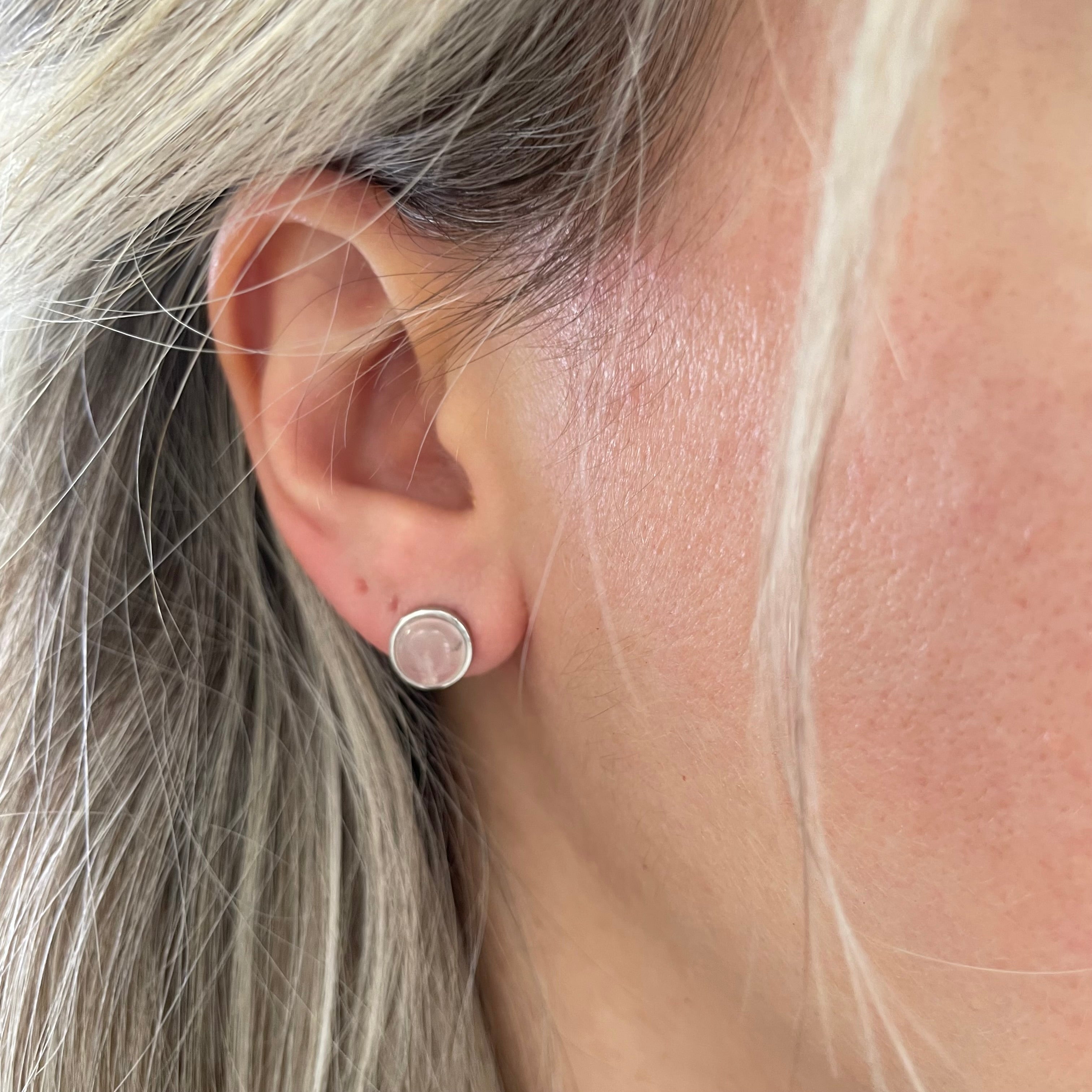 Orecchini a Lobo Quarzo Rosa - Argento 925