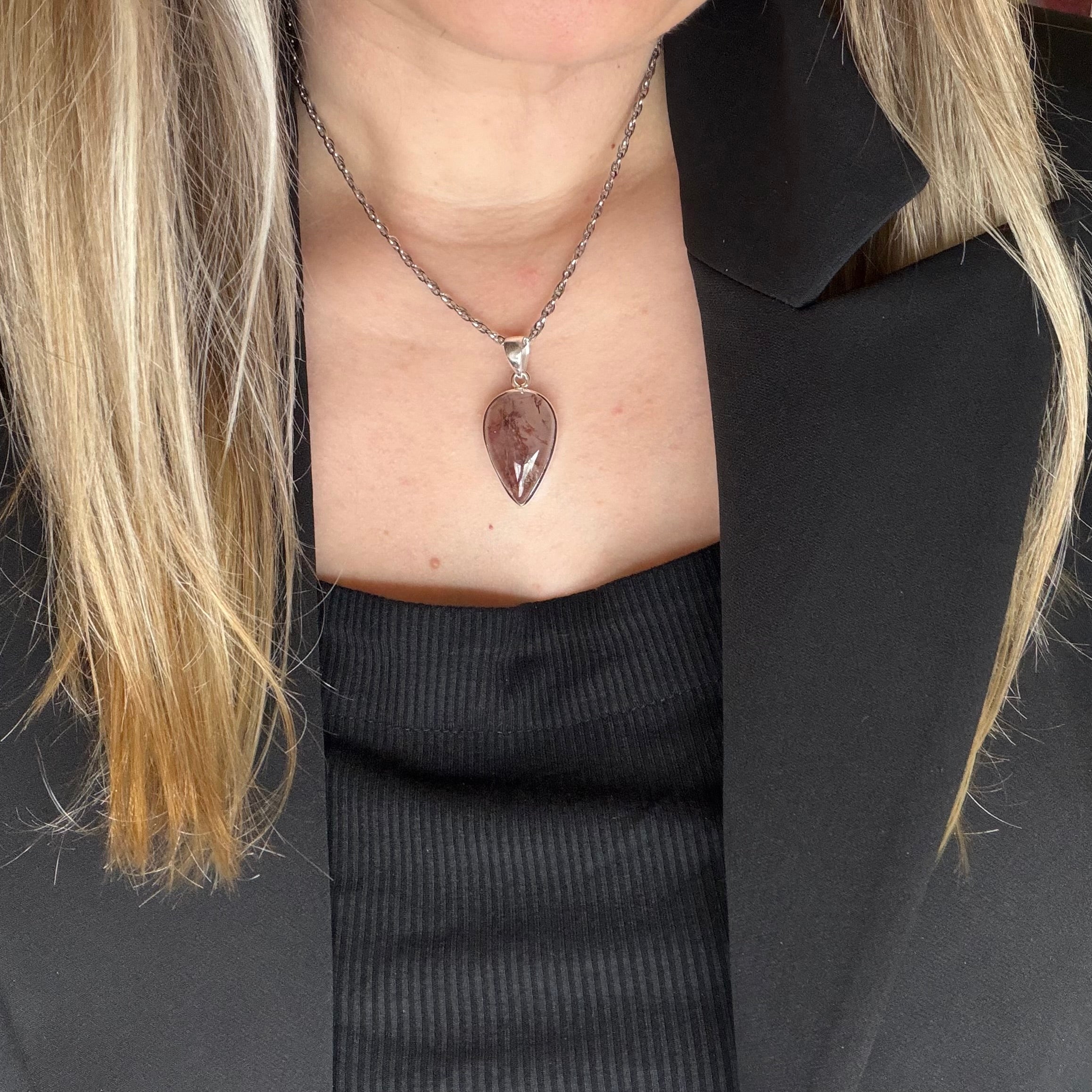 Ciondolo Quarzo Rutilato Rosa - Argento 925