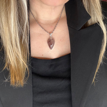 Ciondolo Quarzo Rutilato Rosa - Argento 925