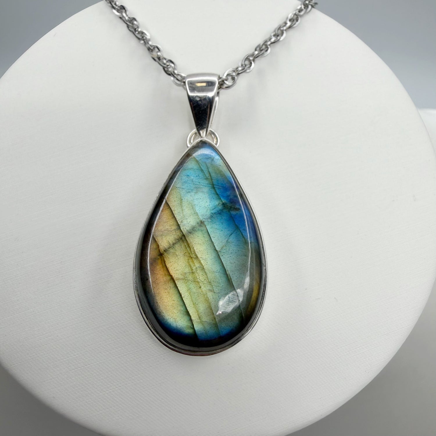 Ciondolo Labradorite Multifuoco - Argento 925 a Goccia
