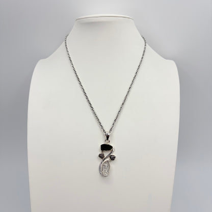 Ciondolo Moldavite, Campo del Cielo, Diamante Herkimer - Argento 925