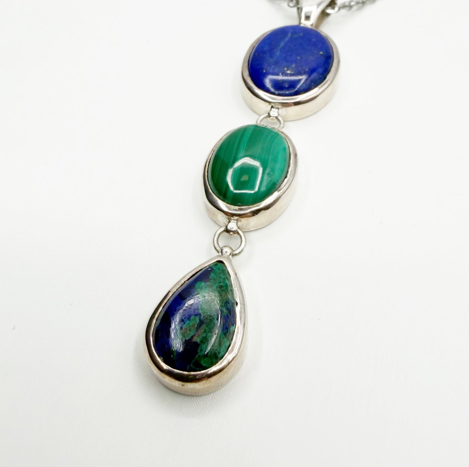 Ciondolo Lapislazzuli, Malachite, Azzurrite - Argento 925