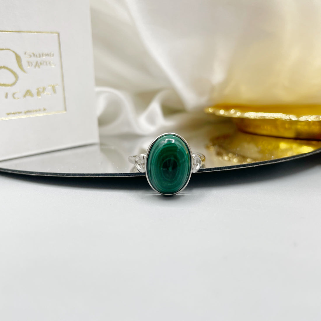 Anello Malachite Ovale - Argento 925