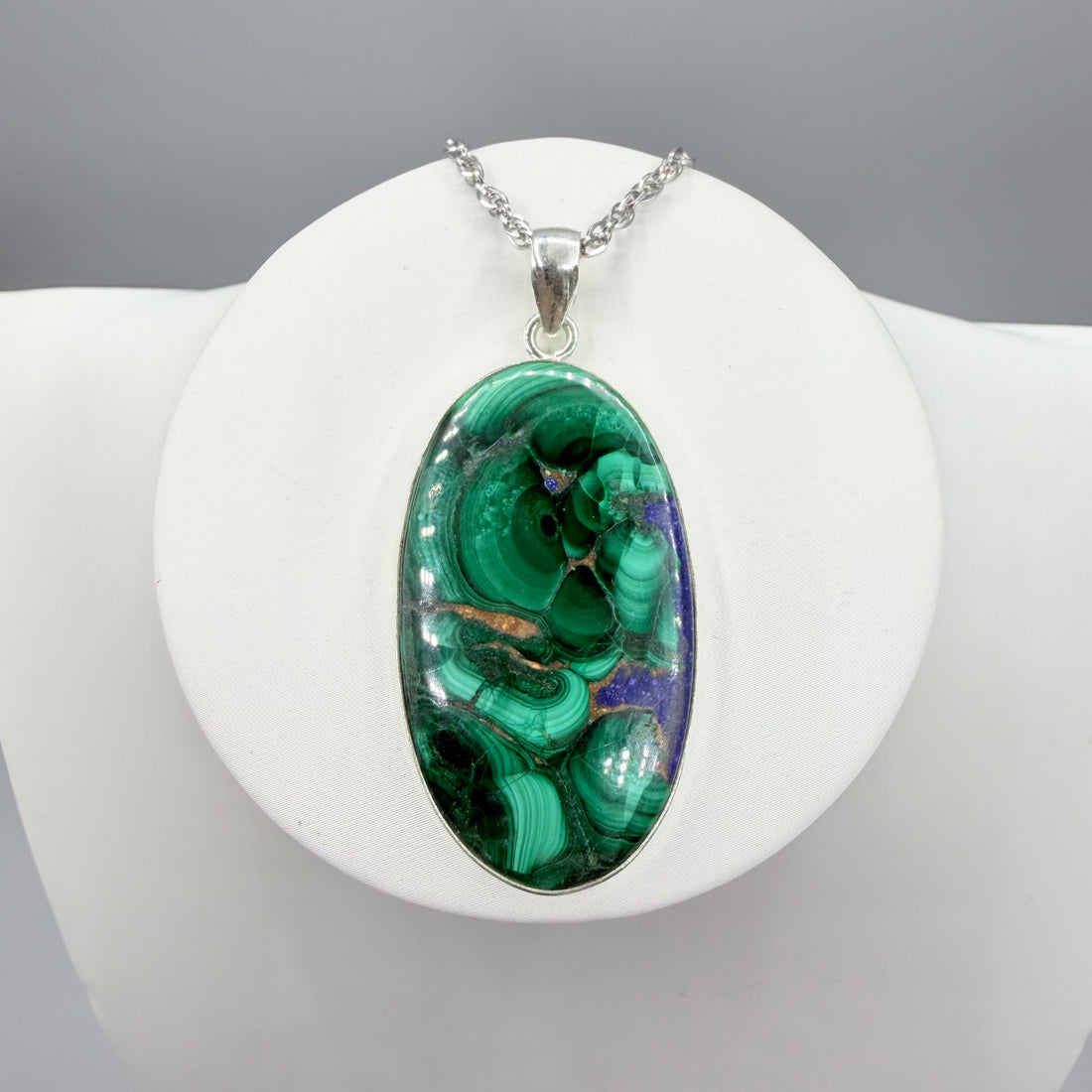 Ciondolo Malachite e Lapislazzuli Argento 925 - Ovale