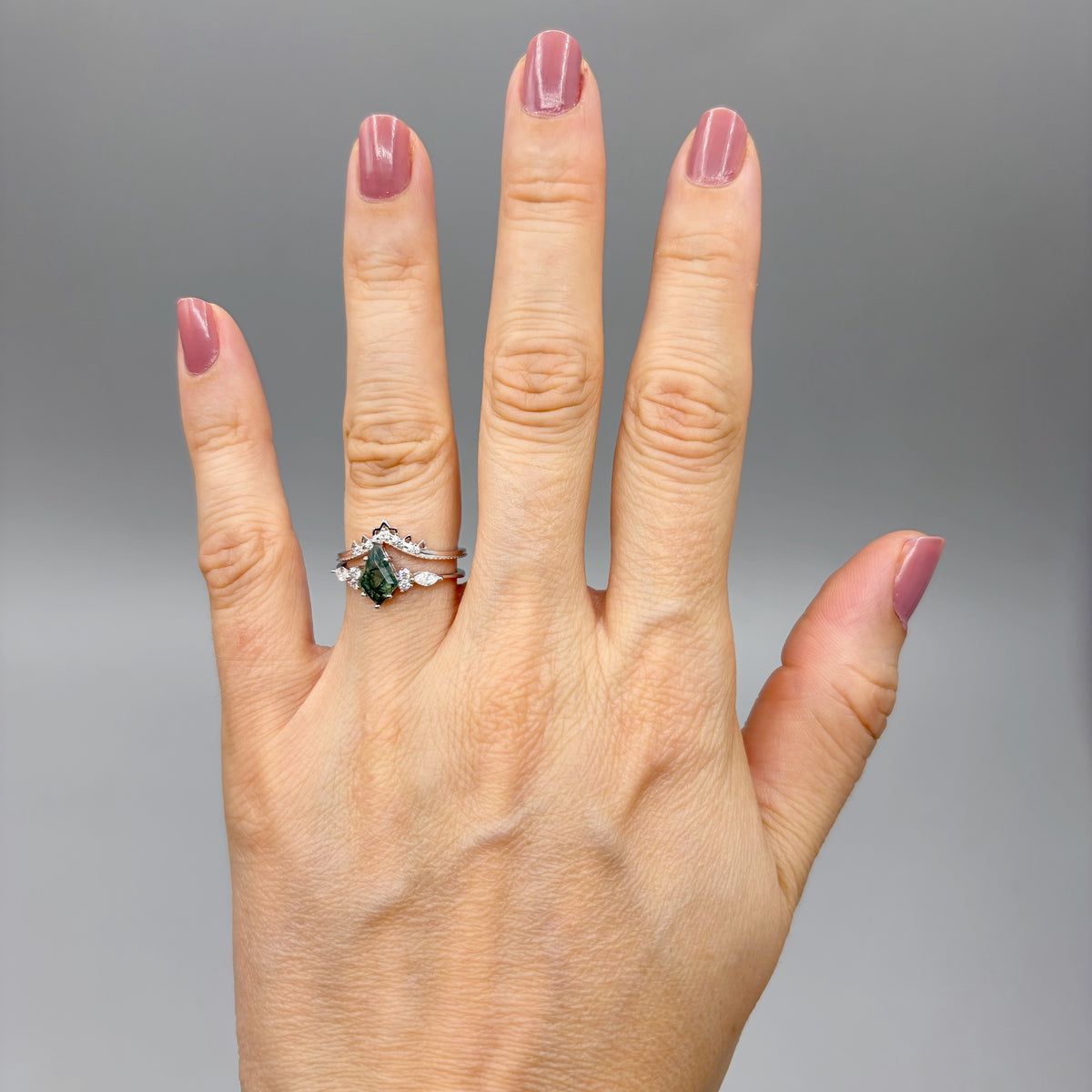Doppio Anello Agata Muschiata SILVER | Argento 925 - NON REGOLABILE