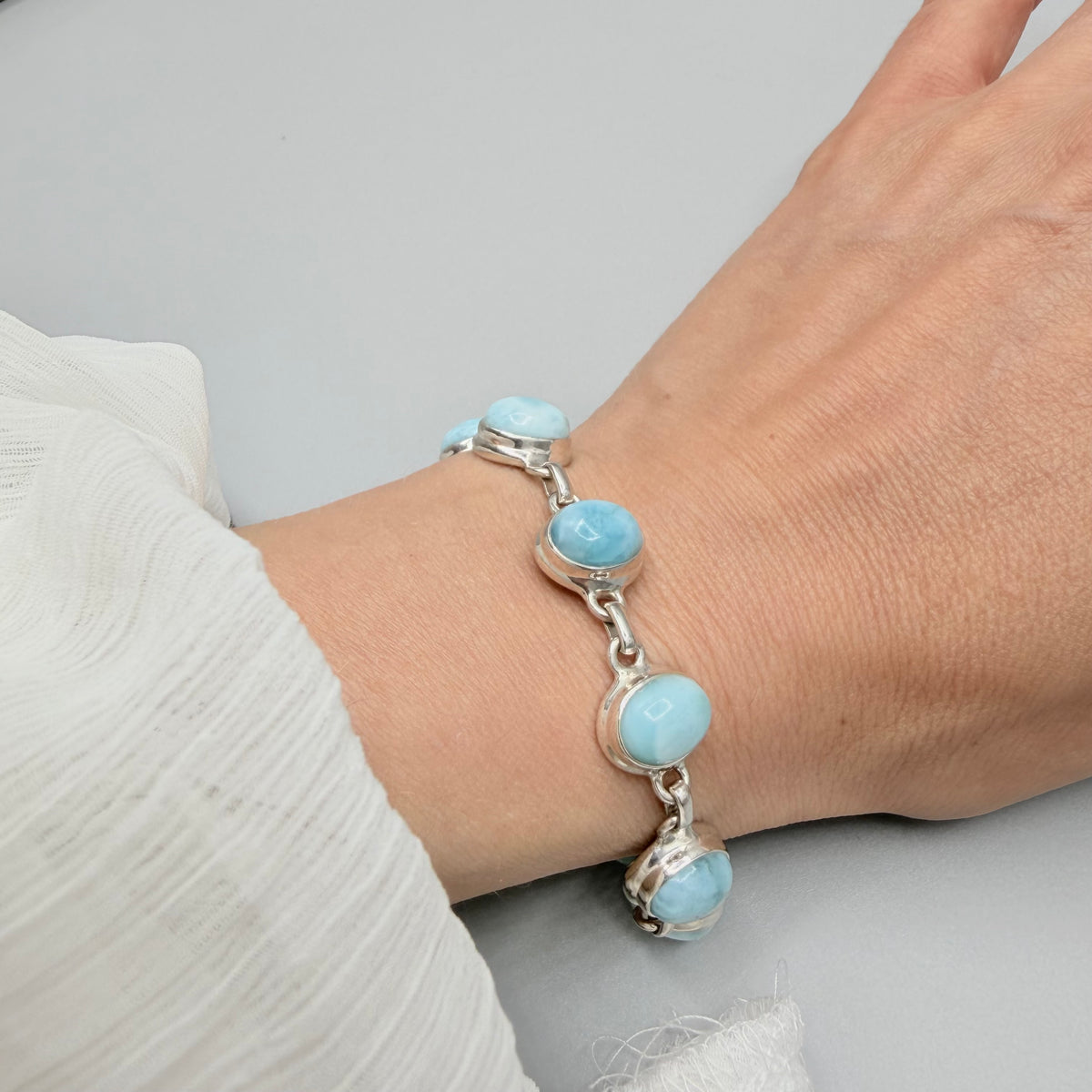 Bracciale Larimar e Argento 925 - Ovale