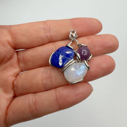 Ciondolo Lapislazzuli, Labradorite e Agata - Argento 925