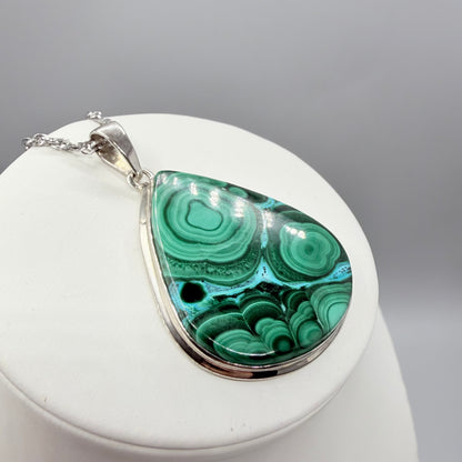 Ciondolo Malachite e Crisocolla Argento 925 - Goccia grande