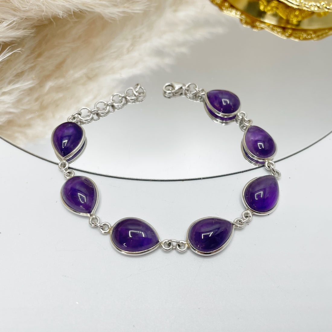 Bracciale Ametista a Goccia - Argento 925