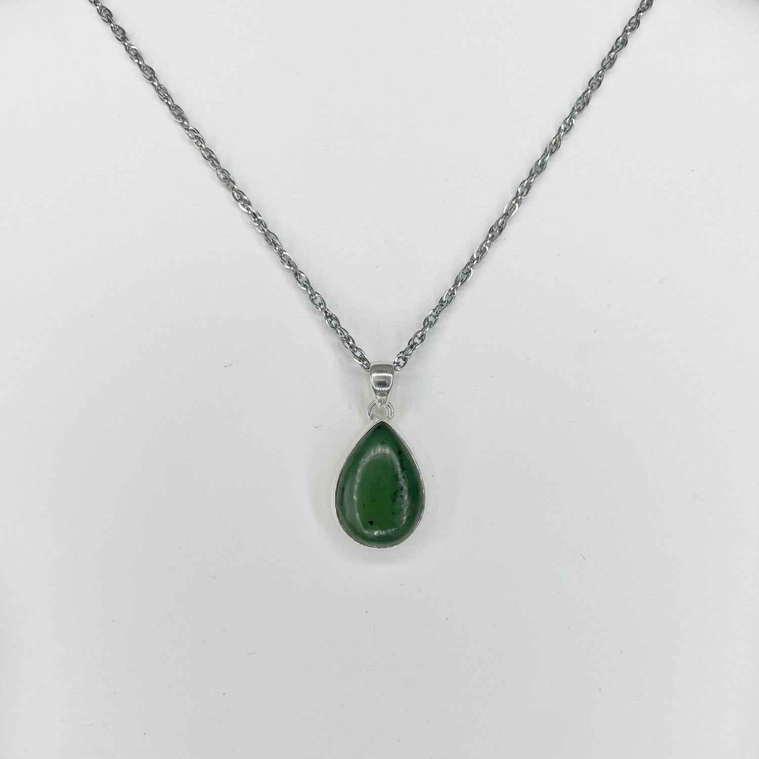 Ciondolo Giada Nefrite a Goccia - Argento 925