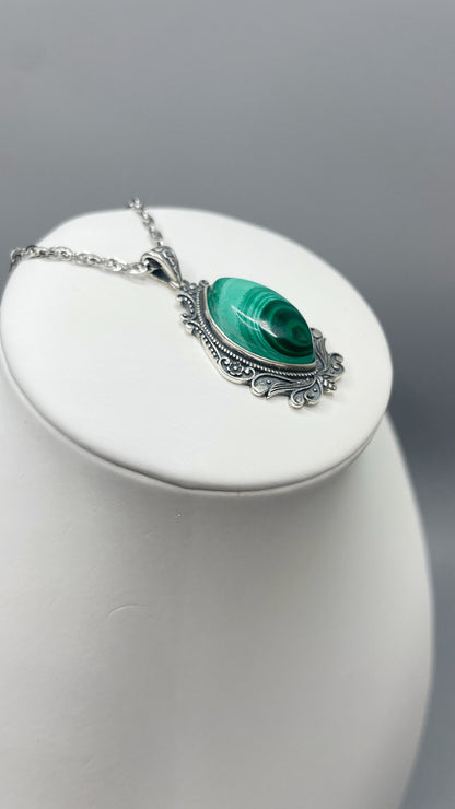 Ciondolo Malachite Vintage - Argento 925