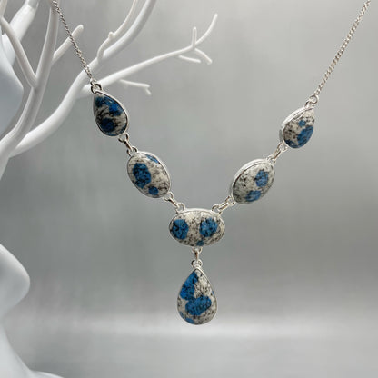 Collana Azzurrite in Granito (K2) - Argento 925