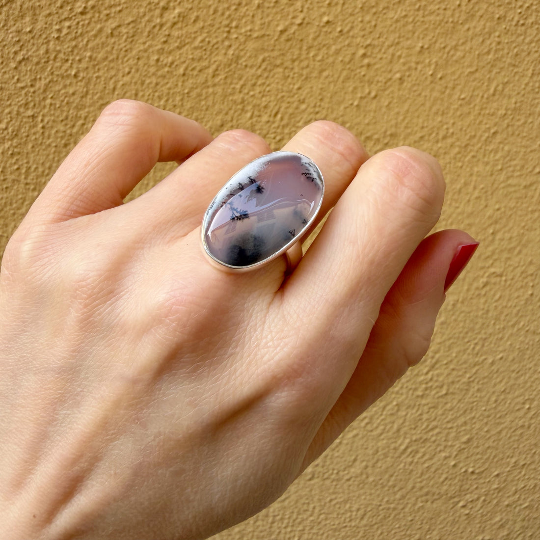 Anello Agata dendritica Ovale - Argento 925