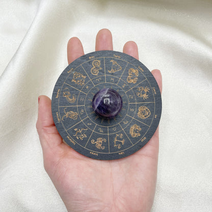 Set: Sfera di Ametista e Porta Sfera Zodiaco