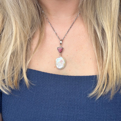 Ciondolo Tormalina Watermelon e Madreperla - Argento 925