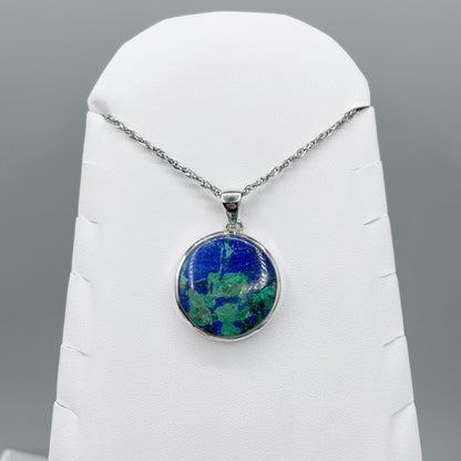 Ciondolo Azzurrite e Malachite Tondo - Argento 925
