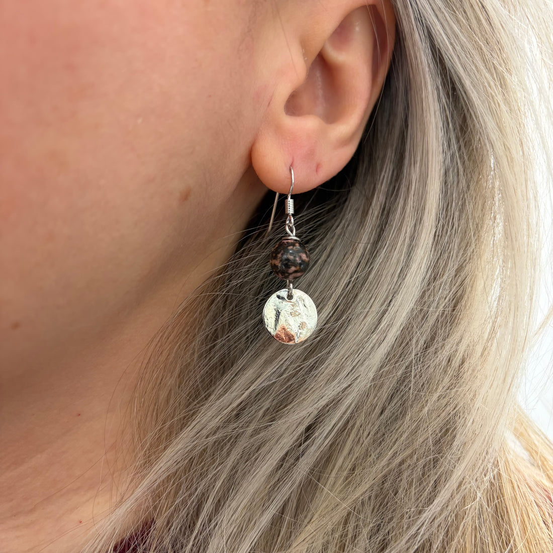 Orecchini Mini Moon - Rodonite