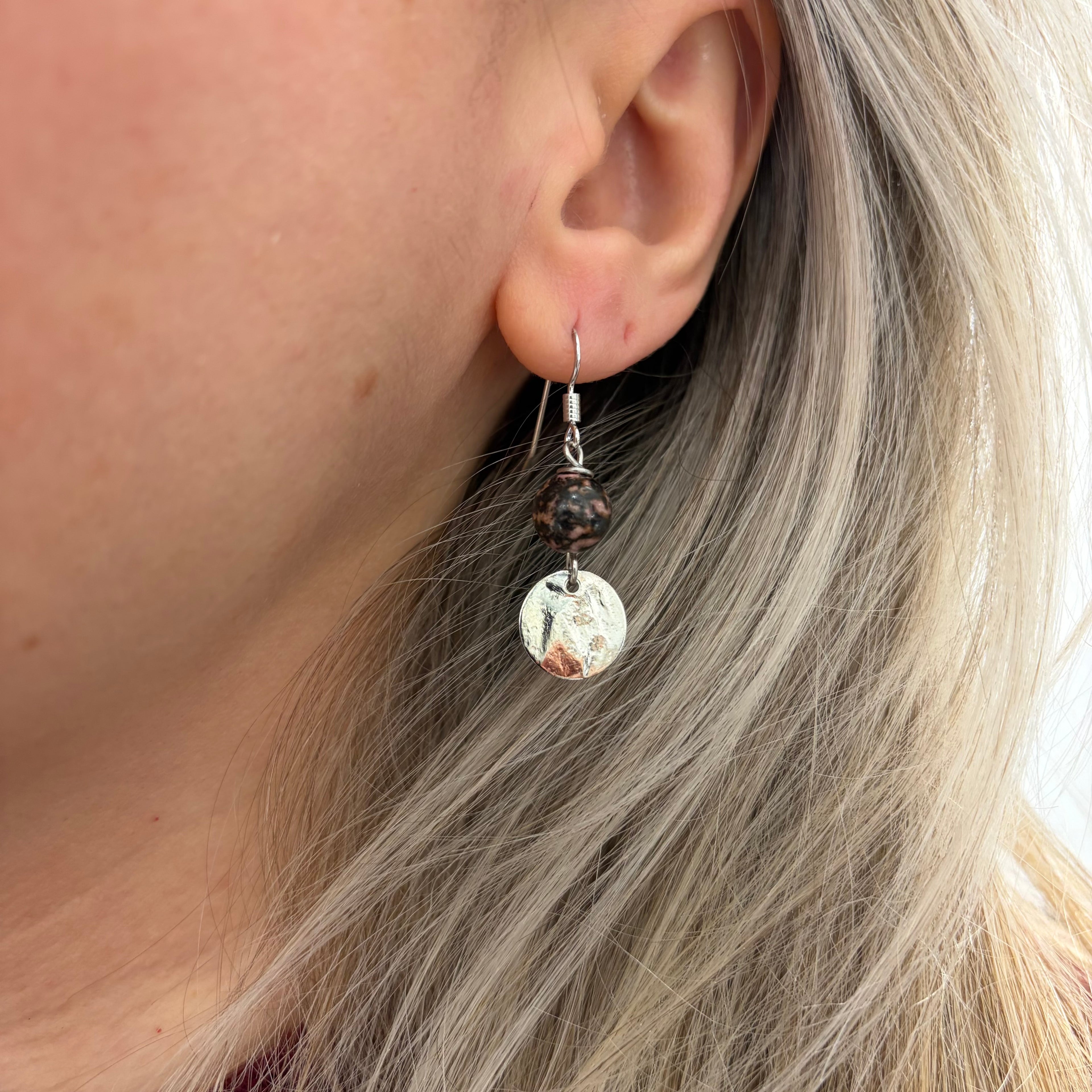 Orecchini Mini Moon - Rodonite