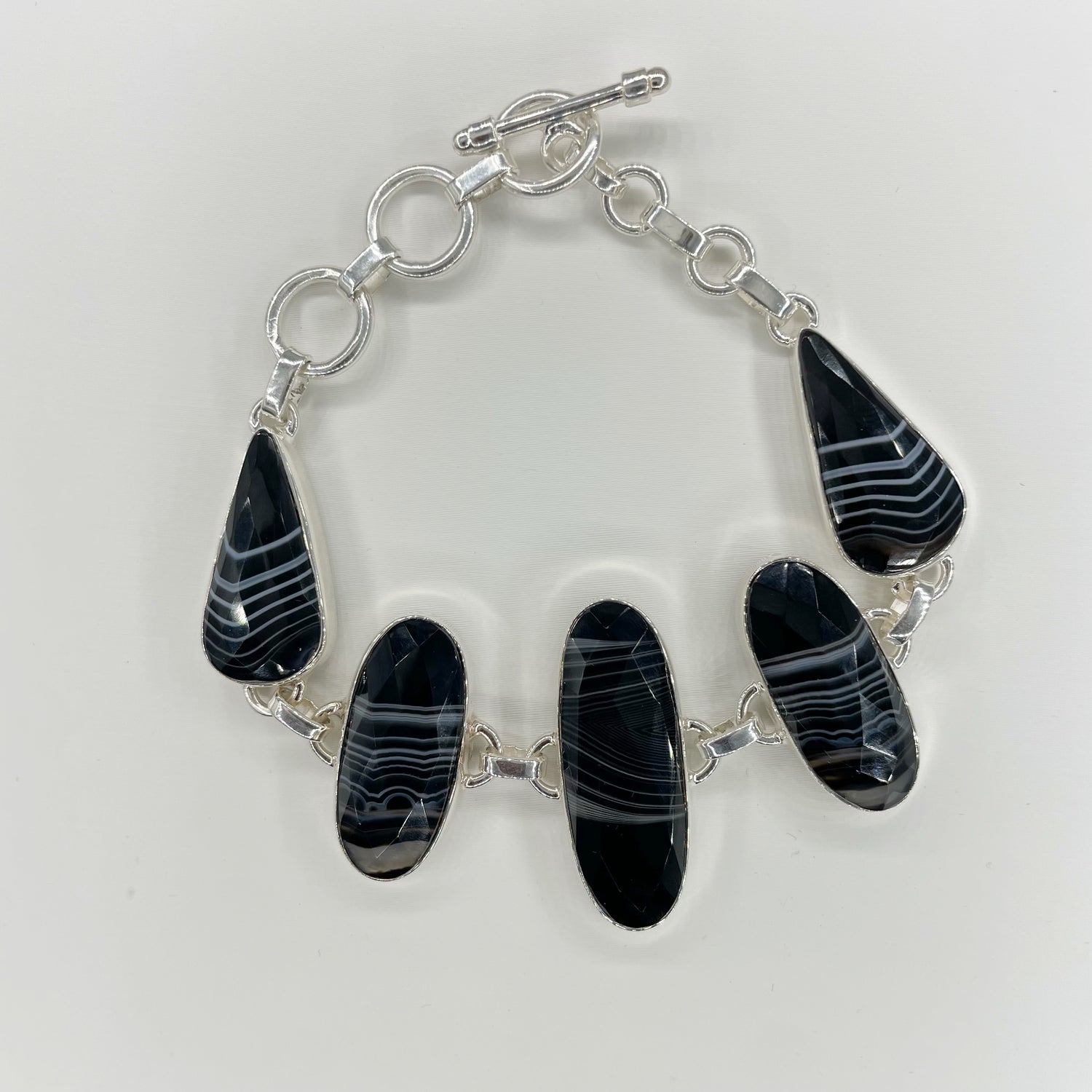 Bracciale Agata Nera e Argento 925