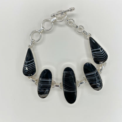 Bracciale Agata Nera e Argento 925