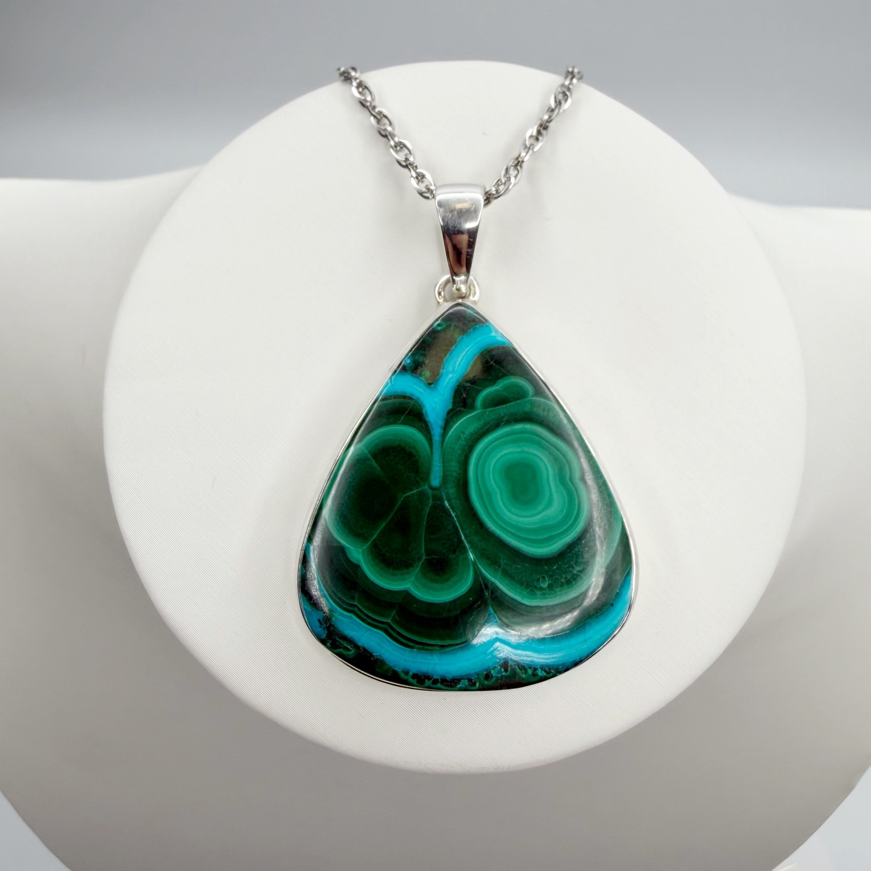Ciondolo Malachite e Crisocolla Argento 925 - A Goccia