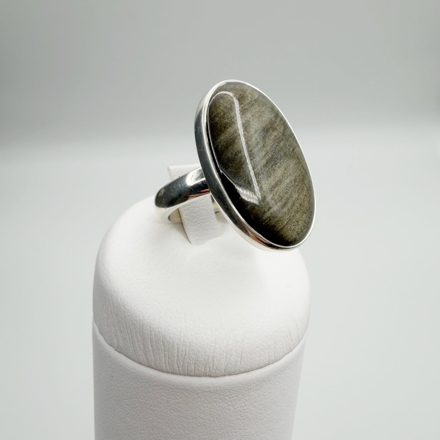Anello Ossidiana Dorata Ovale - Argento 925